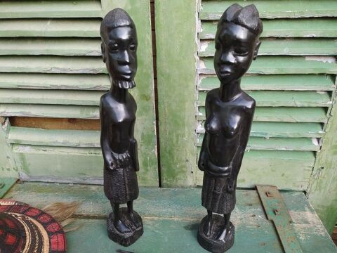 Sculpture Africaine Couple Bois Sculpt Afrique 50cm 50 Loches (37)