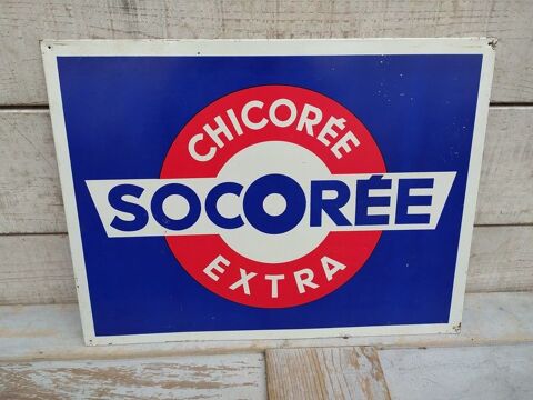 Ancienne Plaque T�le Publicitaire Chicor�e Socor�e  80 Loches (37)