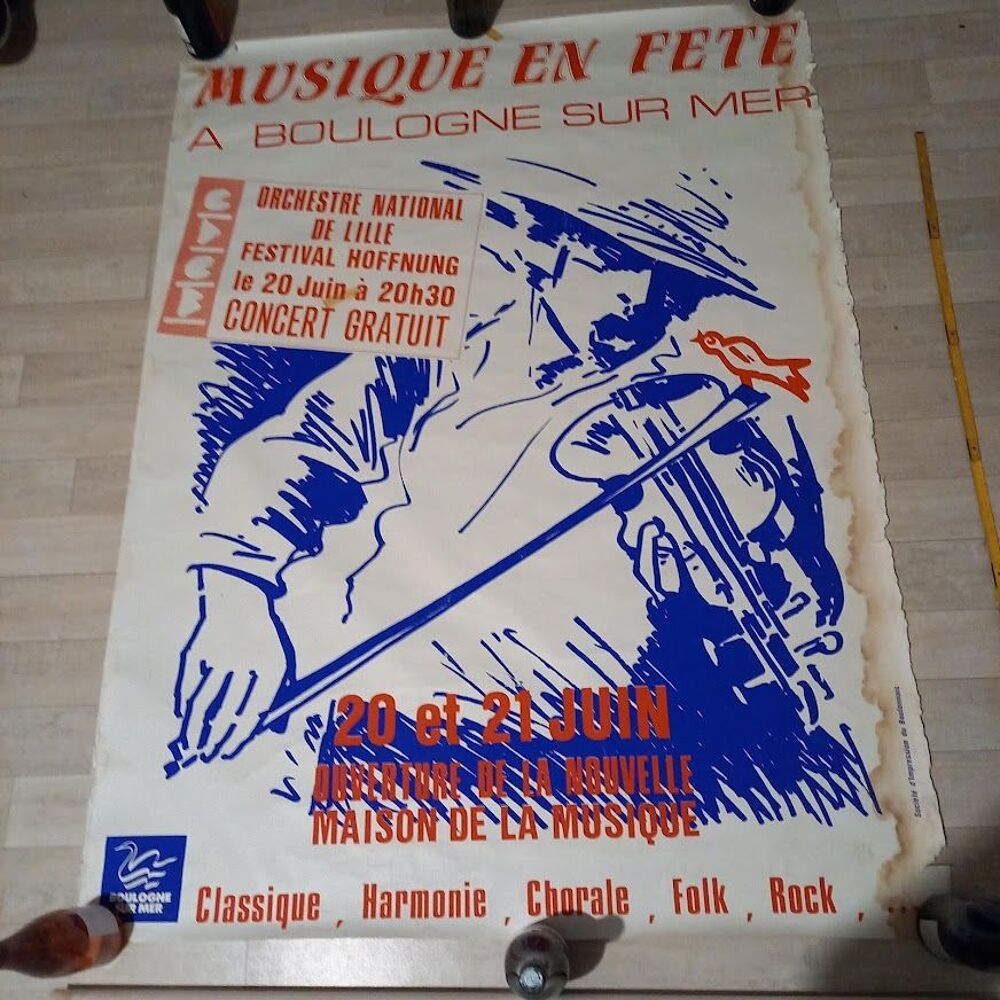 Affiche f&ecirc;te de la musique Boulogne sur mer, 20-21 juin 198 Décoration