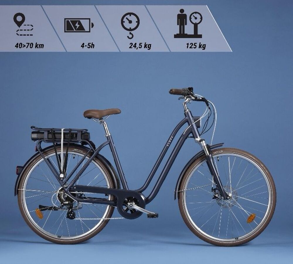 V&eacute;lo electrique de ville Elops 900E bleu marine Vélos