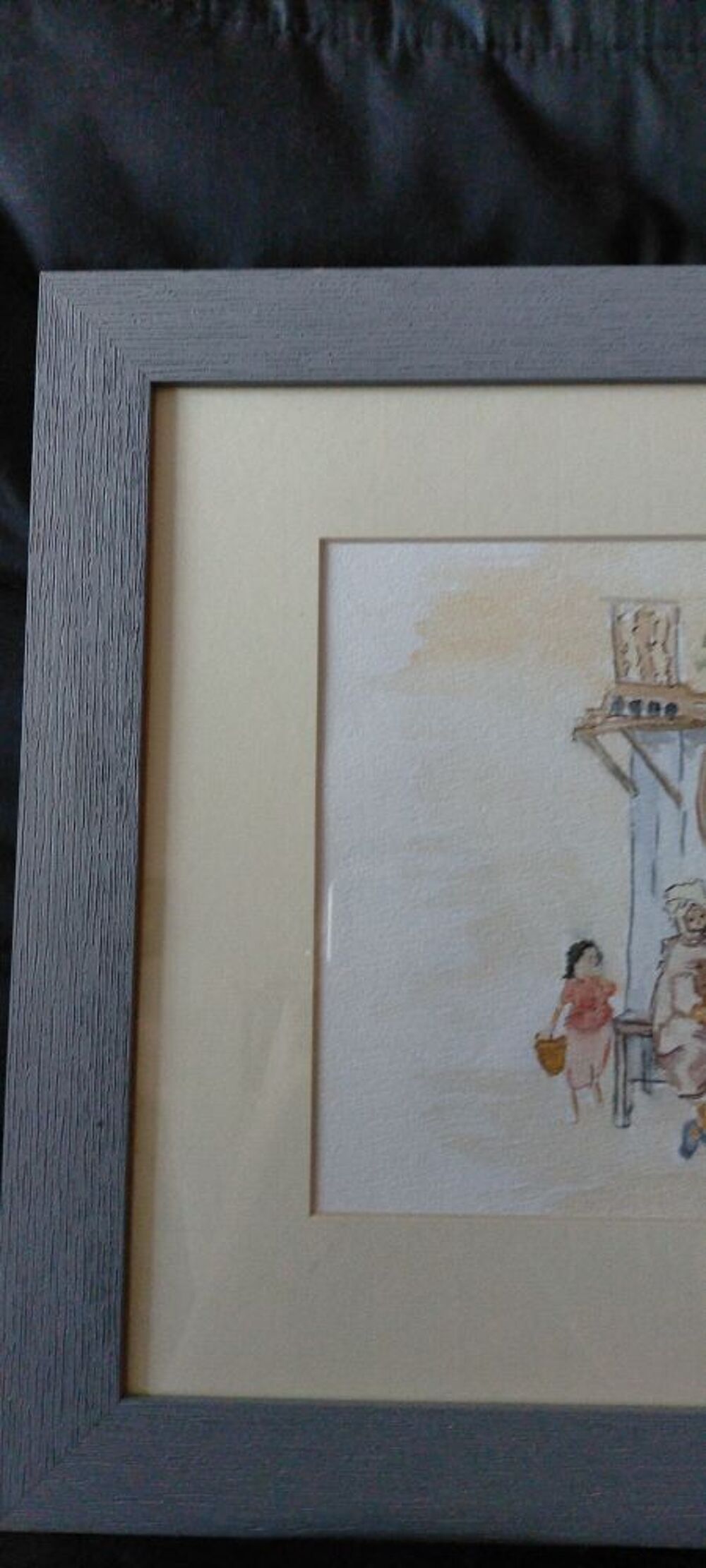 Aquarelle encadr&eacute;e sous verre Décoration