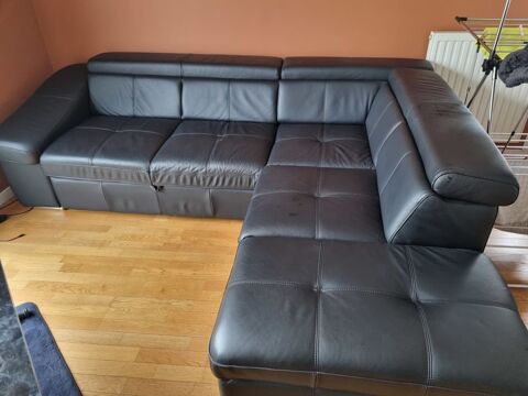 Canap lit cuir noir 900 Massy (91)