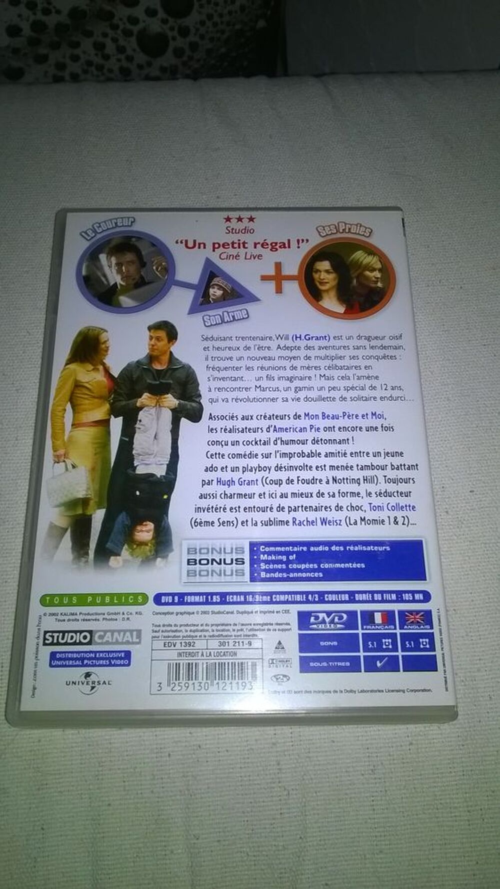 DVD Pour un gar&ccedil;on
Hugh Grant
2003
Excellent etat
En Fra DVD et blu-ray