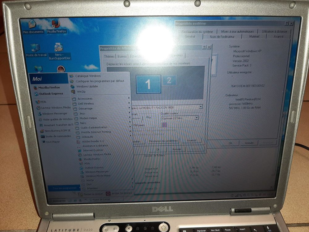 PC Portable retrogaming Dell Wifi DVD/CDRW Windows 98 XP Matriel informatique