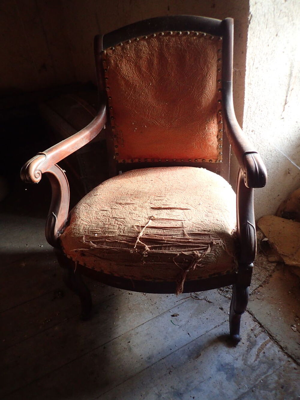fauteuil bois avec assise et dossier tissu Meubles