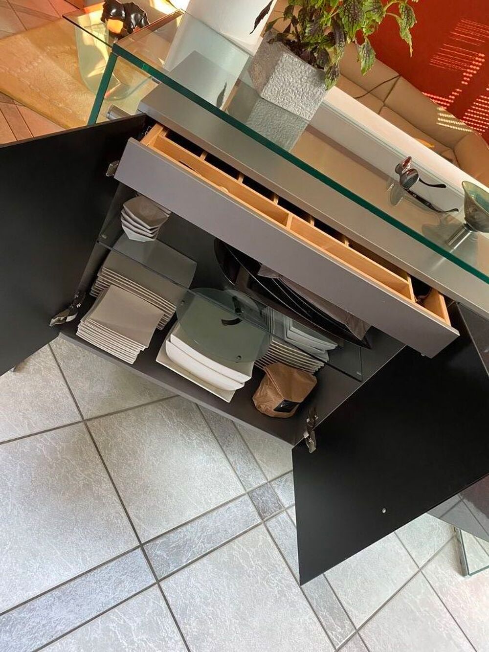 ENSEMBLE SALLE &Agrave; MANGER DESIGN - Table + Vitrine + Buffet Meubles