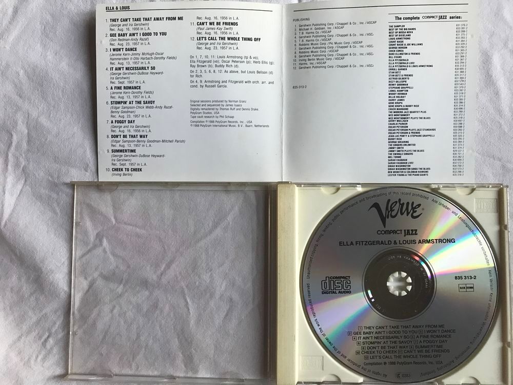 CD Ella Fitzgerald &amp; Louis Armstrong Collection Compact Jazz CD et vinyles