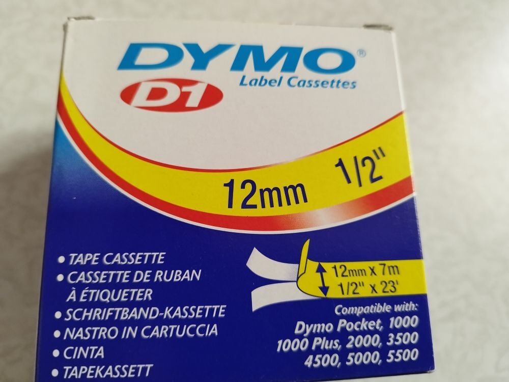 2 Dymo &eacute;tiquettes original 12mm X 7 m noir et blanc Bricolage