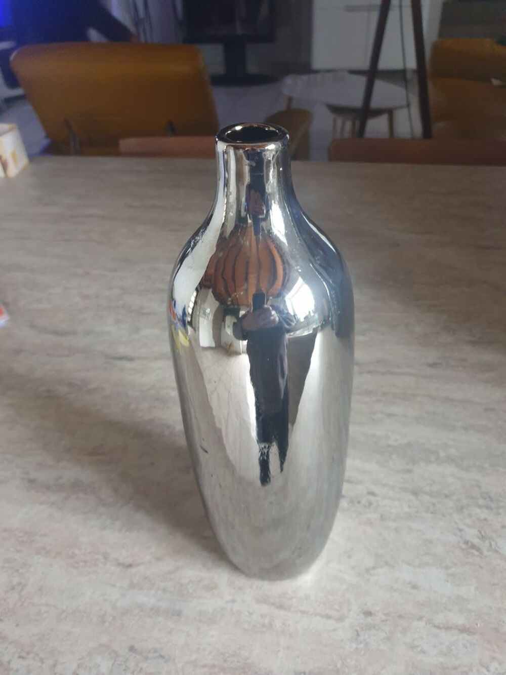 Vase gris miroir H 32 cm Dcoration