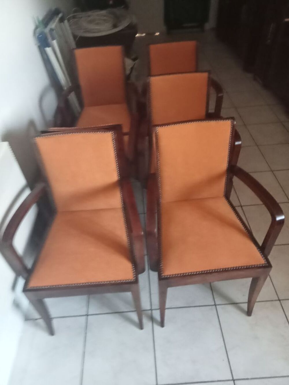 Table de salle a manger et ses 6 fauteuil Art D&eacute;co Meubles