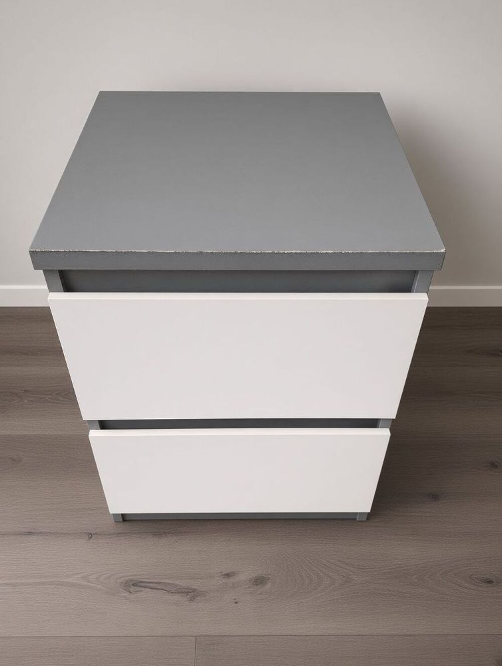 Commode 6 tiroirs blanche/grise 110 cm ? Tr&egrave;s bon &eacute;tat + che Meubles
