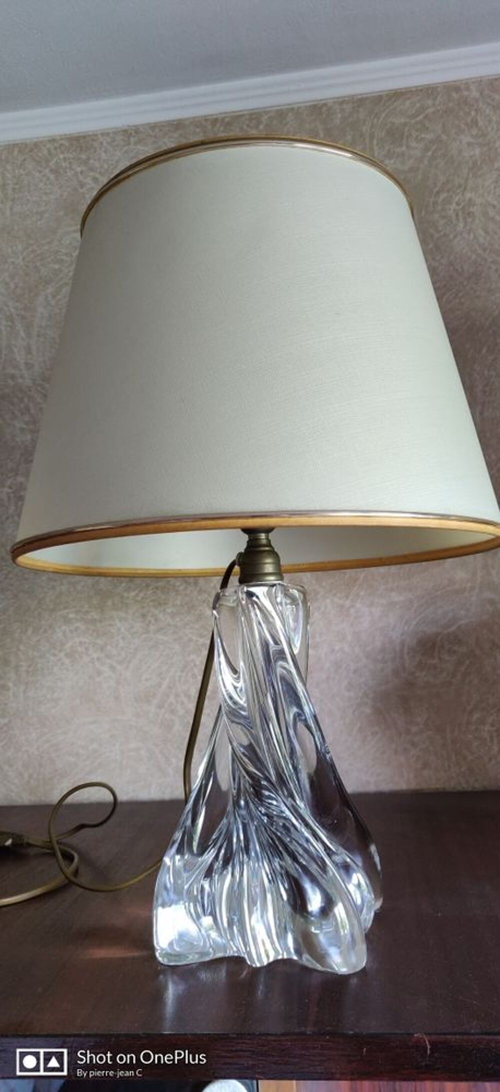 Lampe, pied cristal et abat-jour... Décoration