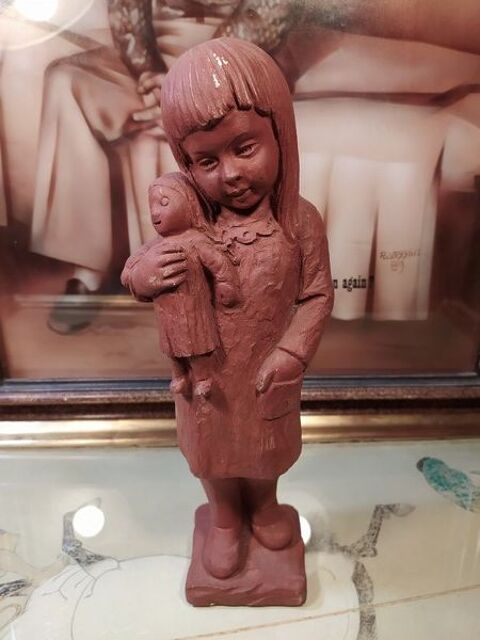Statue Fillette avec Poup�e Sign�e Lorenzo Dal Torrione 75 Loches (37)