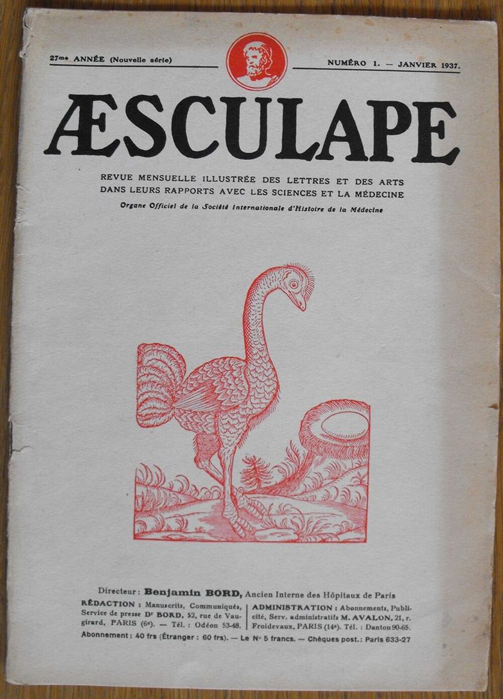 REVUE AESCULAPE N&deg; 1 JANVIER 1937 Livres et BD