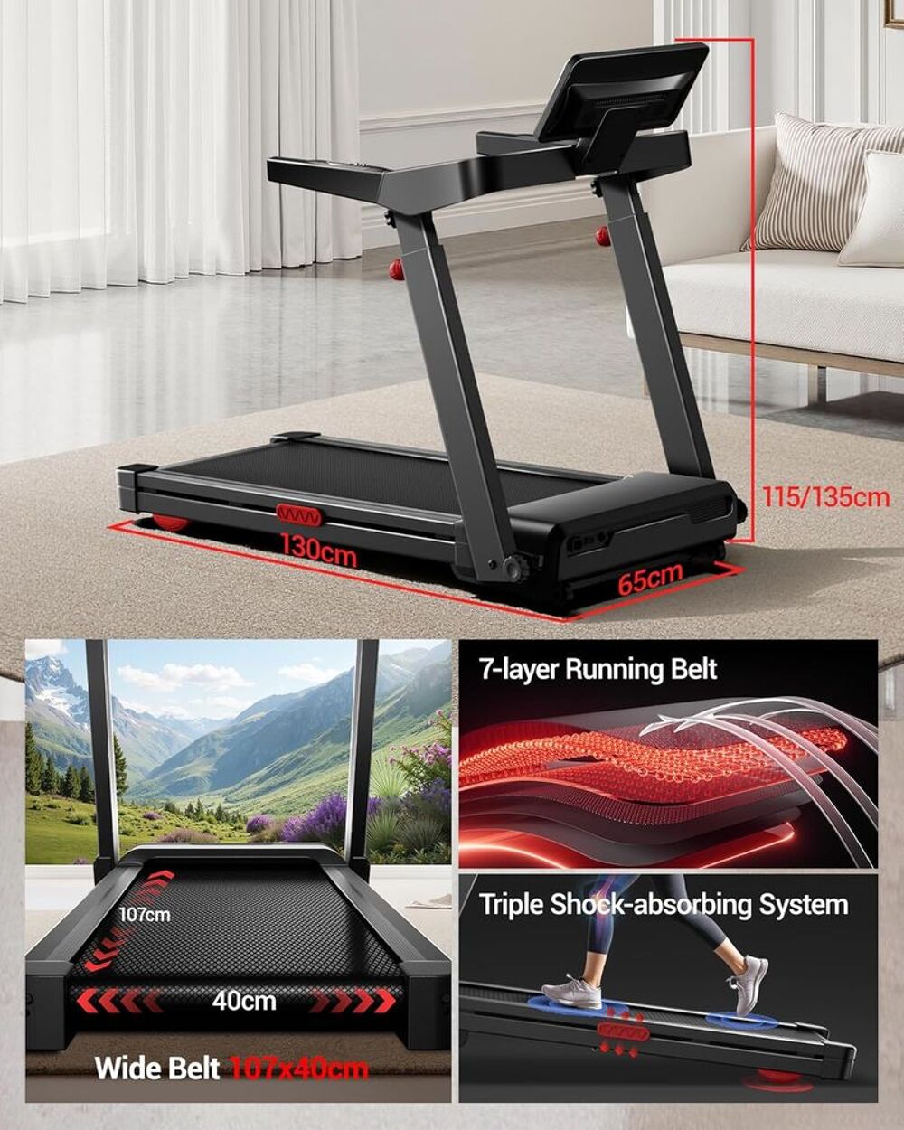 Tapis de Course, LONTEK, Inclinaison Automatique de 20%. Sports