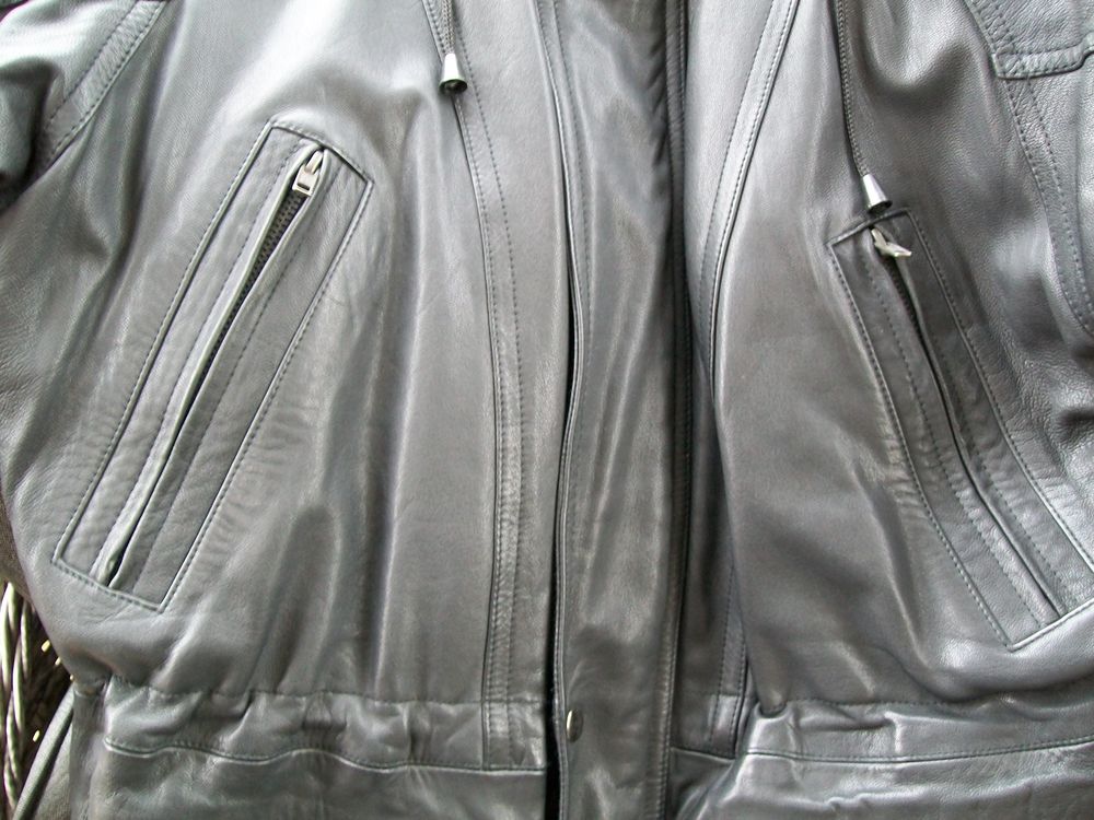 veste noir homme cuir agneau taille 88/92 correspond &agrave; M Vêtements