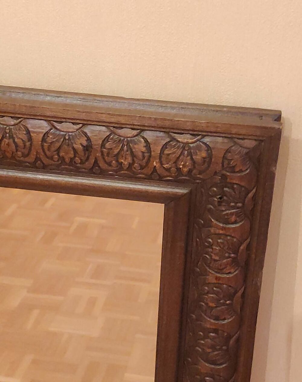 Grande miroir cadre bois motif parfait &eacute;tat Meubles