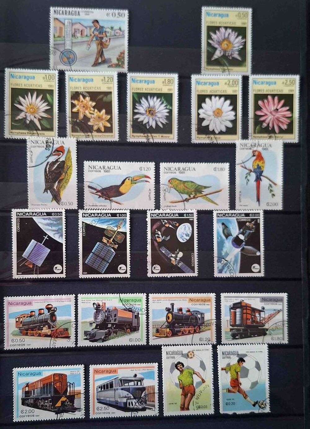 S&eacute;rie de timbres de collection du Nicaragua 