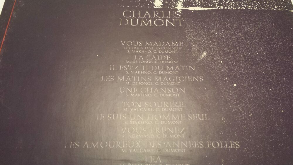 VINYLE CHARLES DUMONT
LETTRE A UNE INCONNUE ?
CD et vinyles