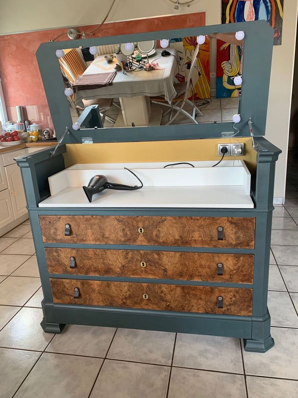 Commode avec coiffeuse en bois massif Meubles