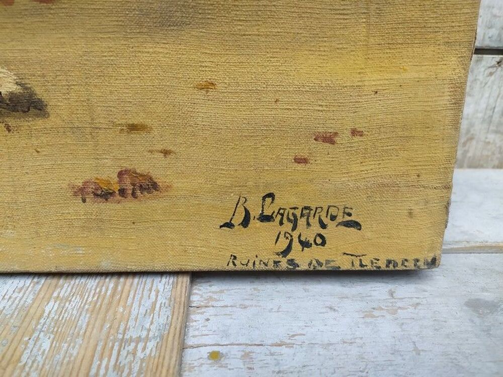 Ancien Tableau Orientaliste Ruines de Tlemcen Alg&eacute;rie Sign&eacute; 