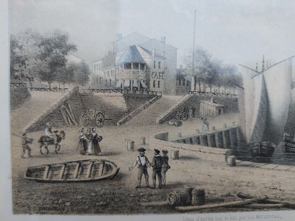 Lithographie XIX&egrave;me Royan Vue du Port Ch. Mercereau 