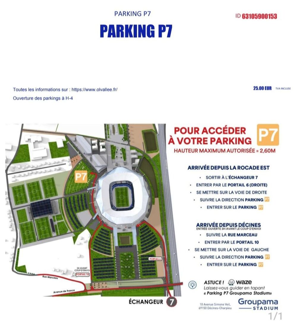 Place parking concert Mylene Farmer 23 juin Groupama stadium Billetterie