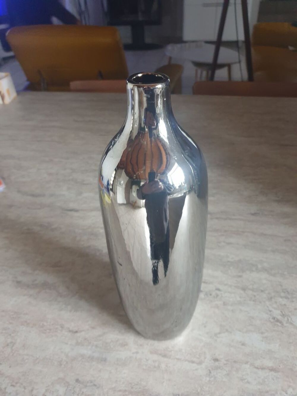 Vase gris miroir H 32 cm Décoration