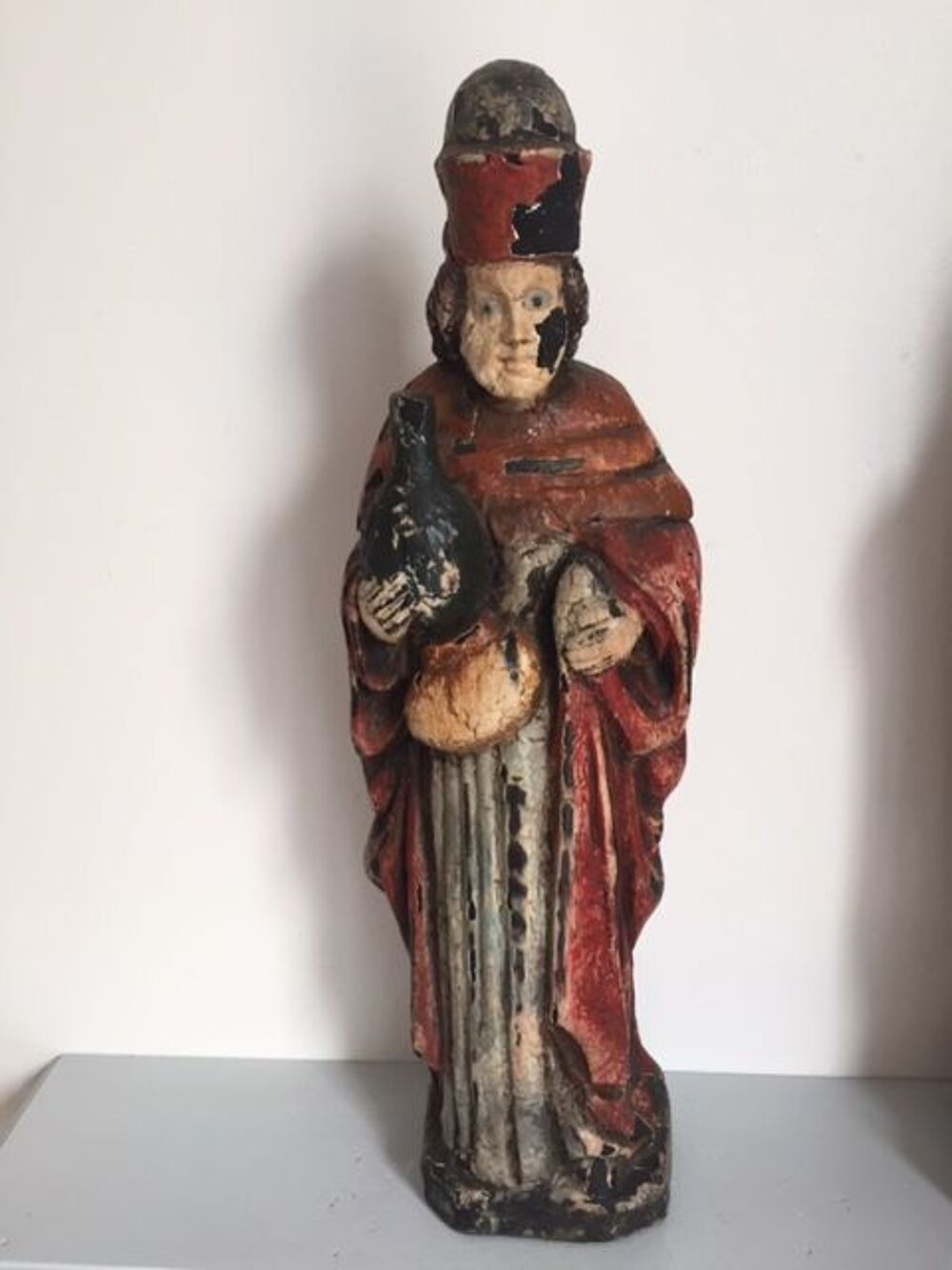 Statuettes religieuses bois polychrome 