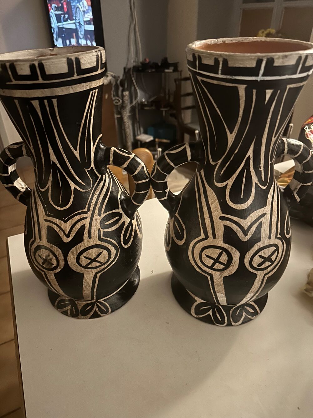 P&egrave;re de vase MADOURA PICASSO &agrave; deux hanses 