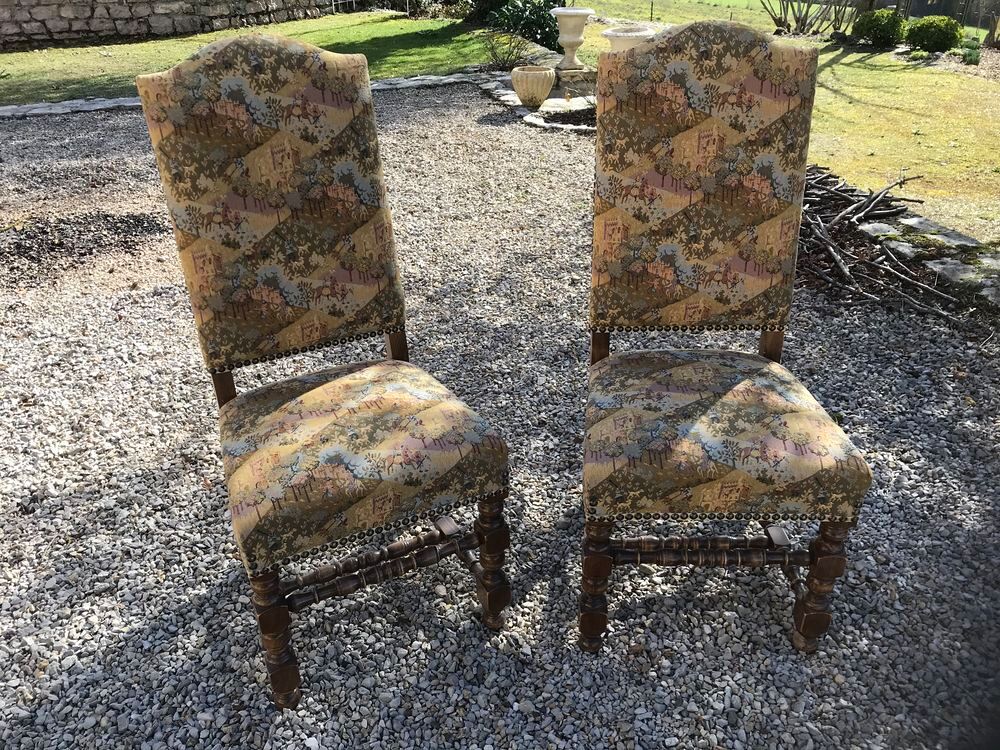  6 Chaises tapiss&eacute;es style Louis XIII Meubles