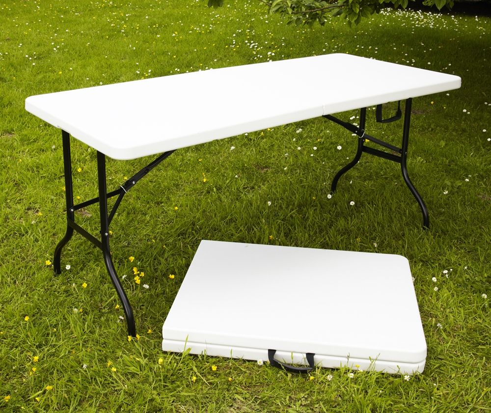 Table Pliante 180x76cm Pliable avec poign&eacute;e journ&eacute;e Meubles
