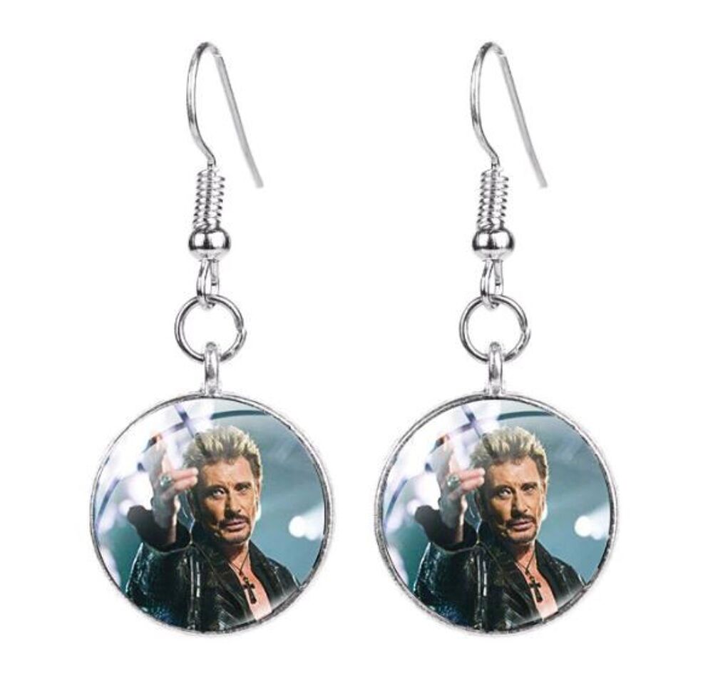 Boucles d'oreilles hommage cabochon Johnny Hallyday Bijoux et montres