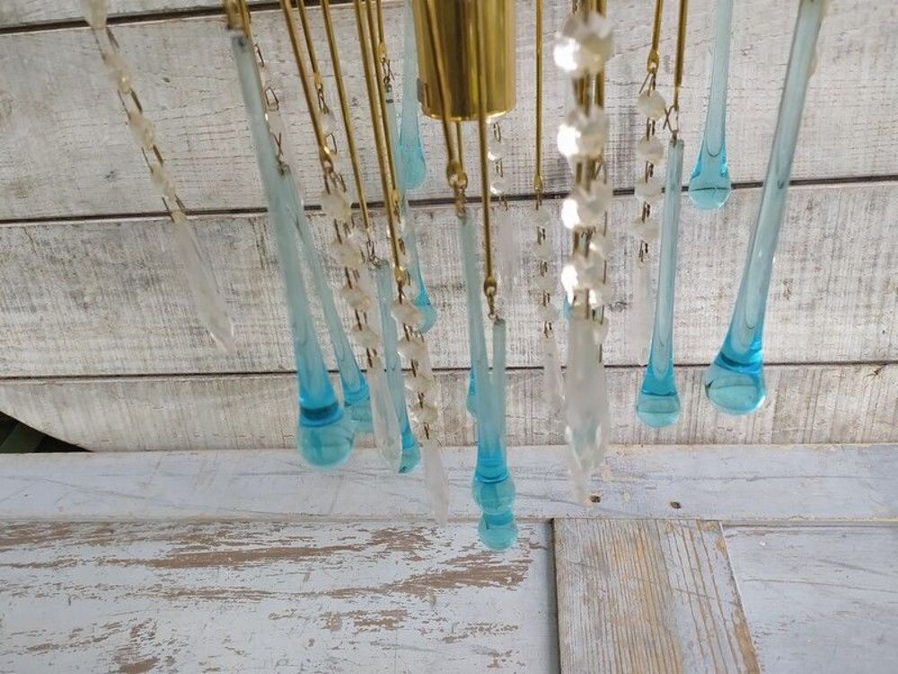 Lustre Verre de Murano Pampilles Gouttes Design Paolo Venini Décoration