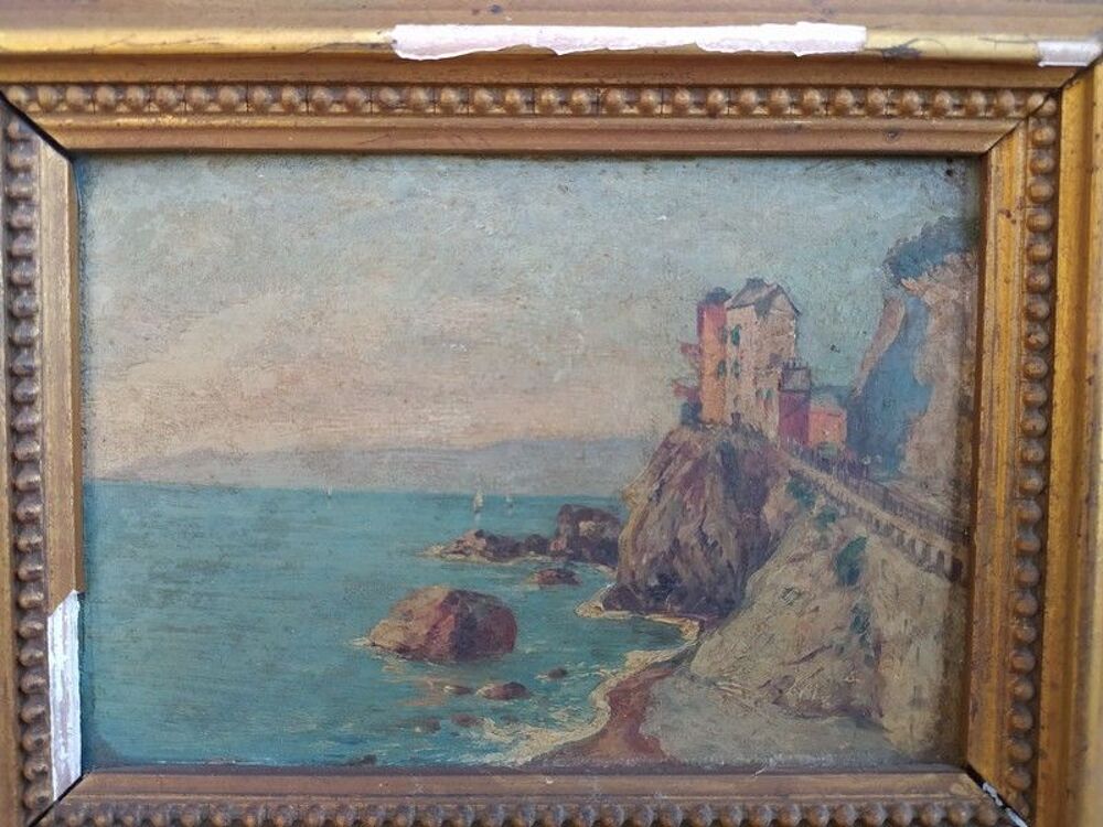 PAUL ENGEL Tableau C&ocirc;te Rocheuse Pegli Italie XIX&egrave;me 