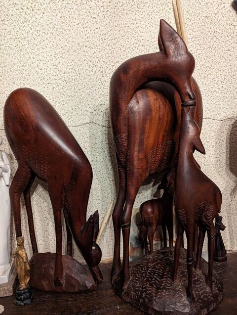 Trio animalier africain de la forêt en bois africain 150 La Grigonnais (44)