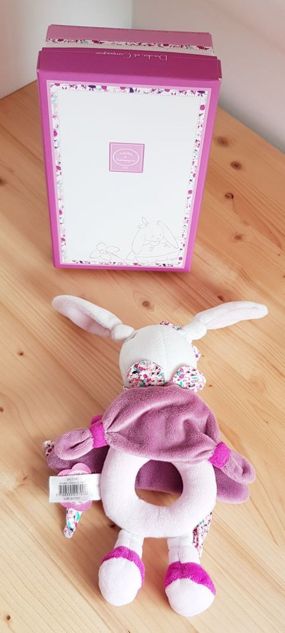 Hochet Cerise lapin rose - Doudou et Compagnie Jeux / jouets