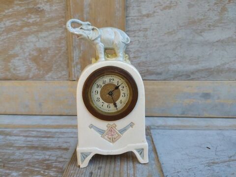 Pendule Fa�ence Sculpture �l�phant Art D�co 60 Loches (37)