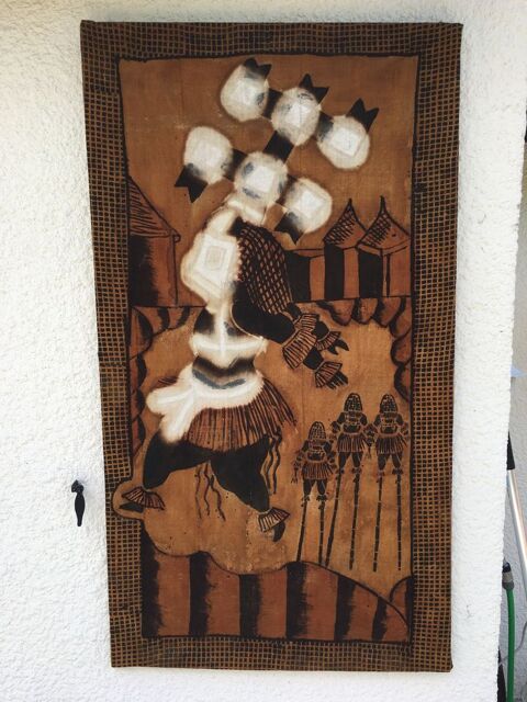Peinture ethnique sur tissu bogolan 50 Castres-Gironde (33)