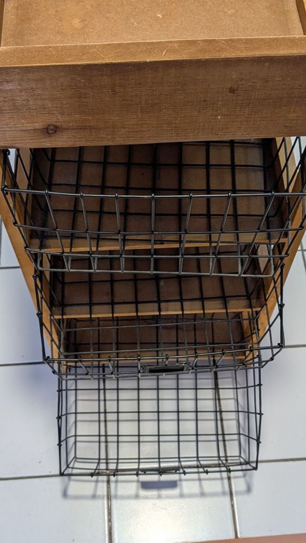 &Eacute;tag&egrave;re 3 paniers en bois Cuisine