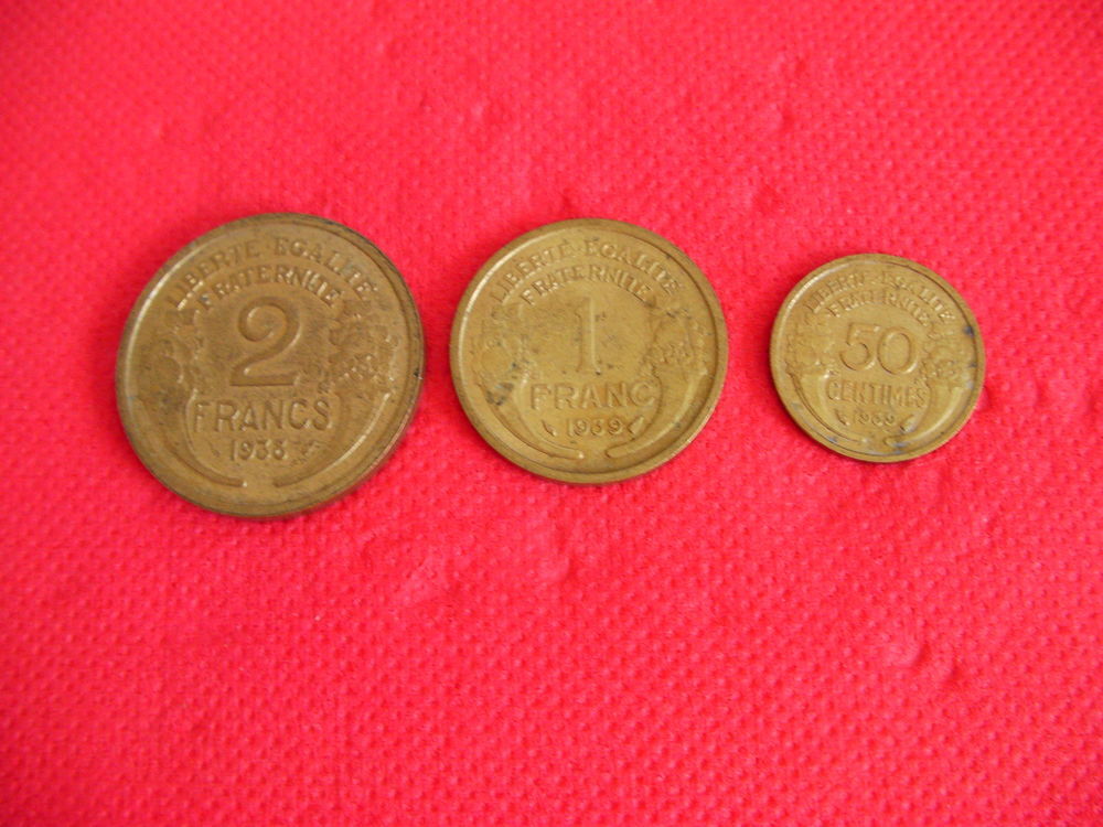Pi&egrave;ces de monnaie MORLON 0,50cts - 1F et 2F 