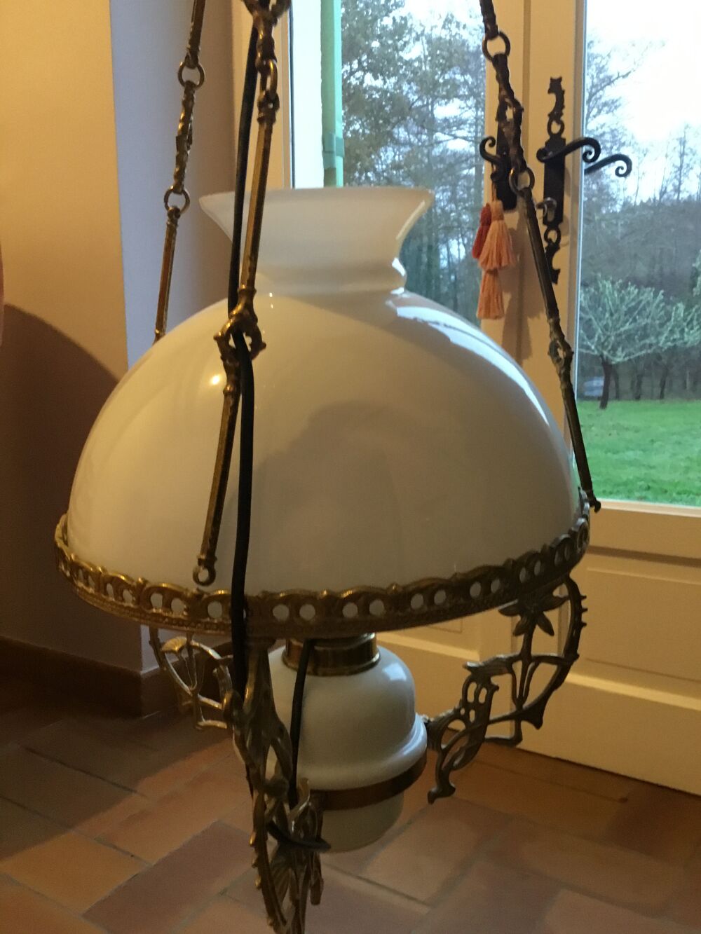 Suspension Lampe p&eacute;trole &eacute;lectrifi&eacute; Décoration