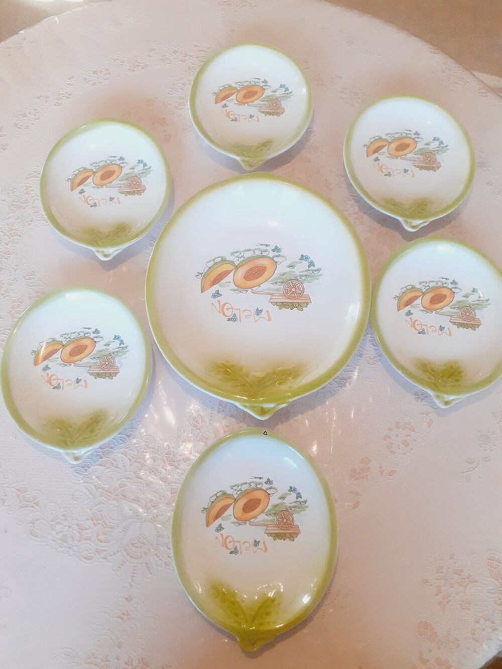 Lot de 6 soucoupes d&eacute;coratives &agrave; motifs fruitiers Cuisine
