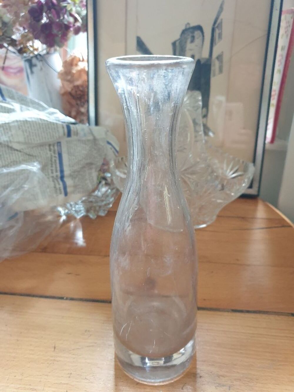 Belle carafe de cafetier en gros verre transparent, vintage Décoration