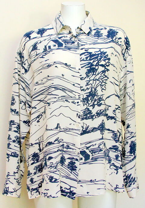 Chemise soie motifs bleus MAX MARA T.XL Issy-les-Moulineaux (92)