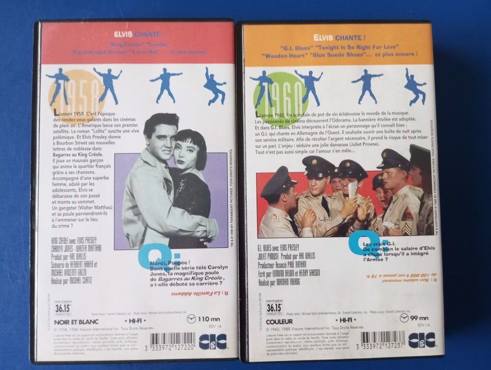 collection 6 vhs k7 cassette vid&eacute;o films elvis presley DVD et blu-ray