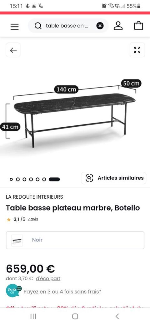 table basse , plateau marbre. 250 Arcachon (33)
