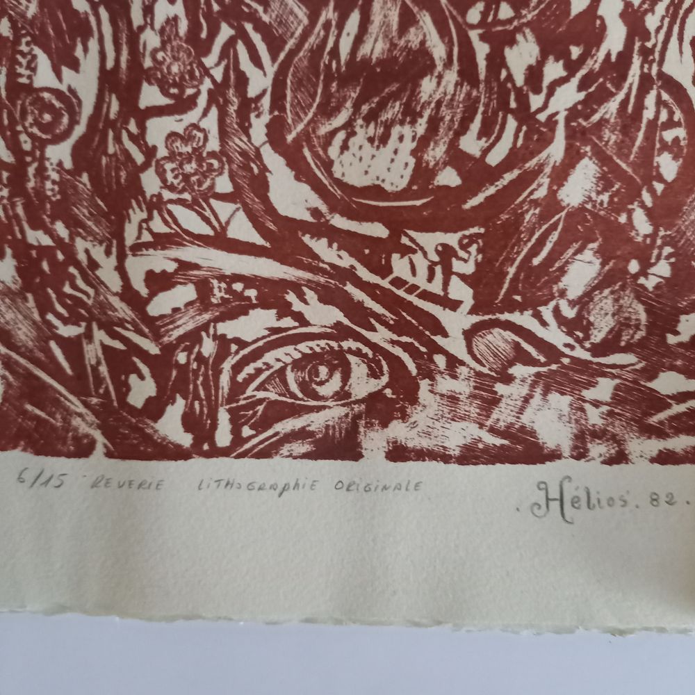 Lithographie originale H&eacute;lios 82, r&ecirc;verie 6/15 