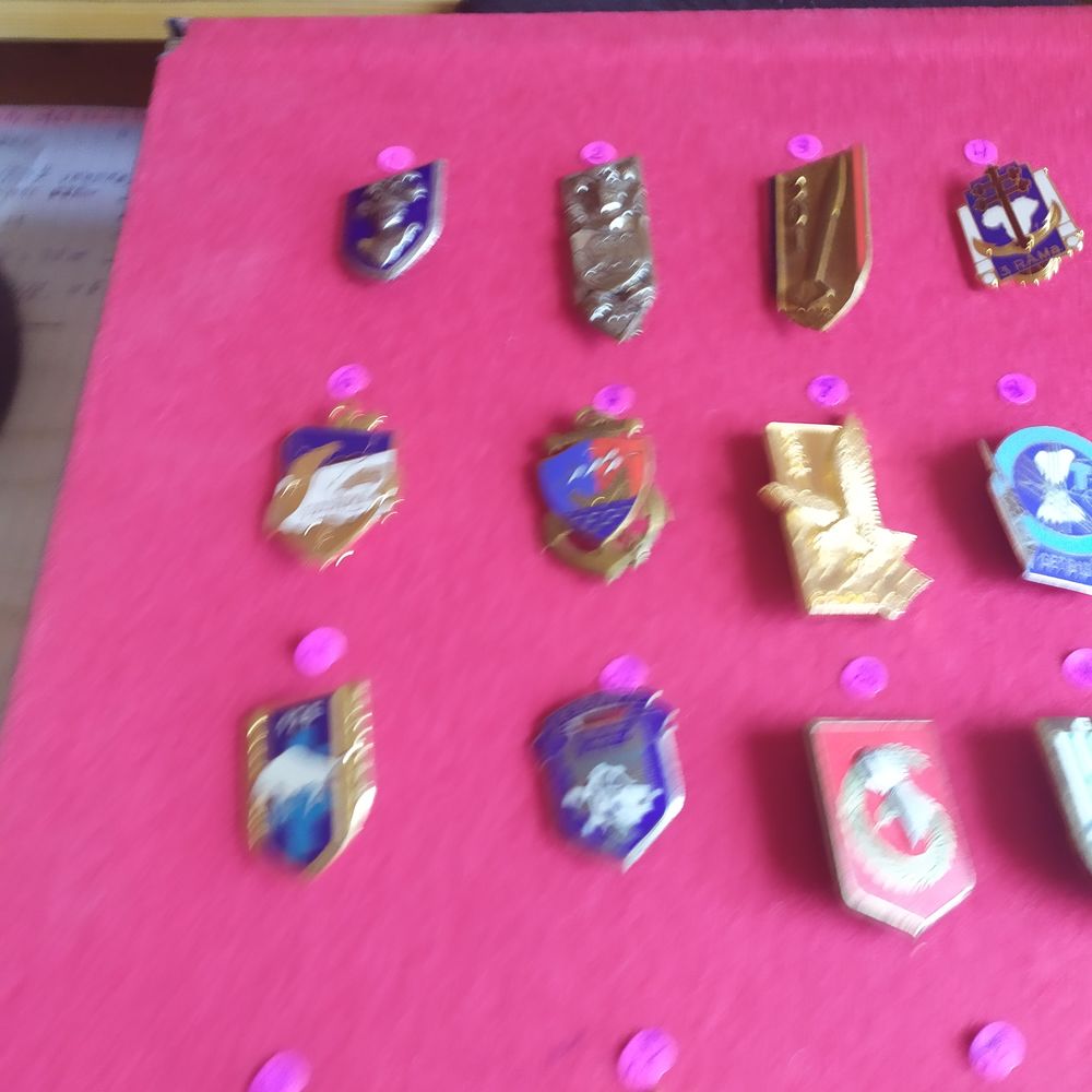 lot de 29 insignes militaires anciens avec attaches 
