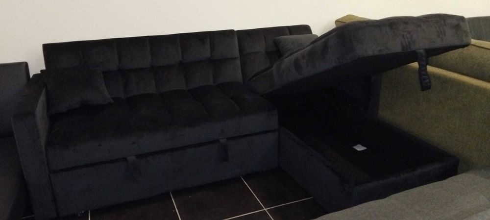 Canap&eacute; convertible noir avec espace de rangement Meubles